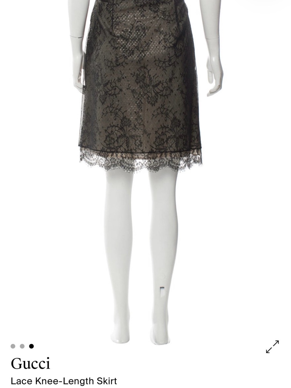 Gucci Black Lace Knee-Length Pencil Skirt with Scalloped Hem - Picture 2 of 2